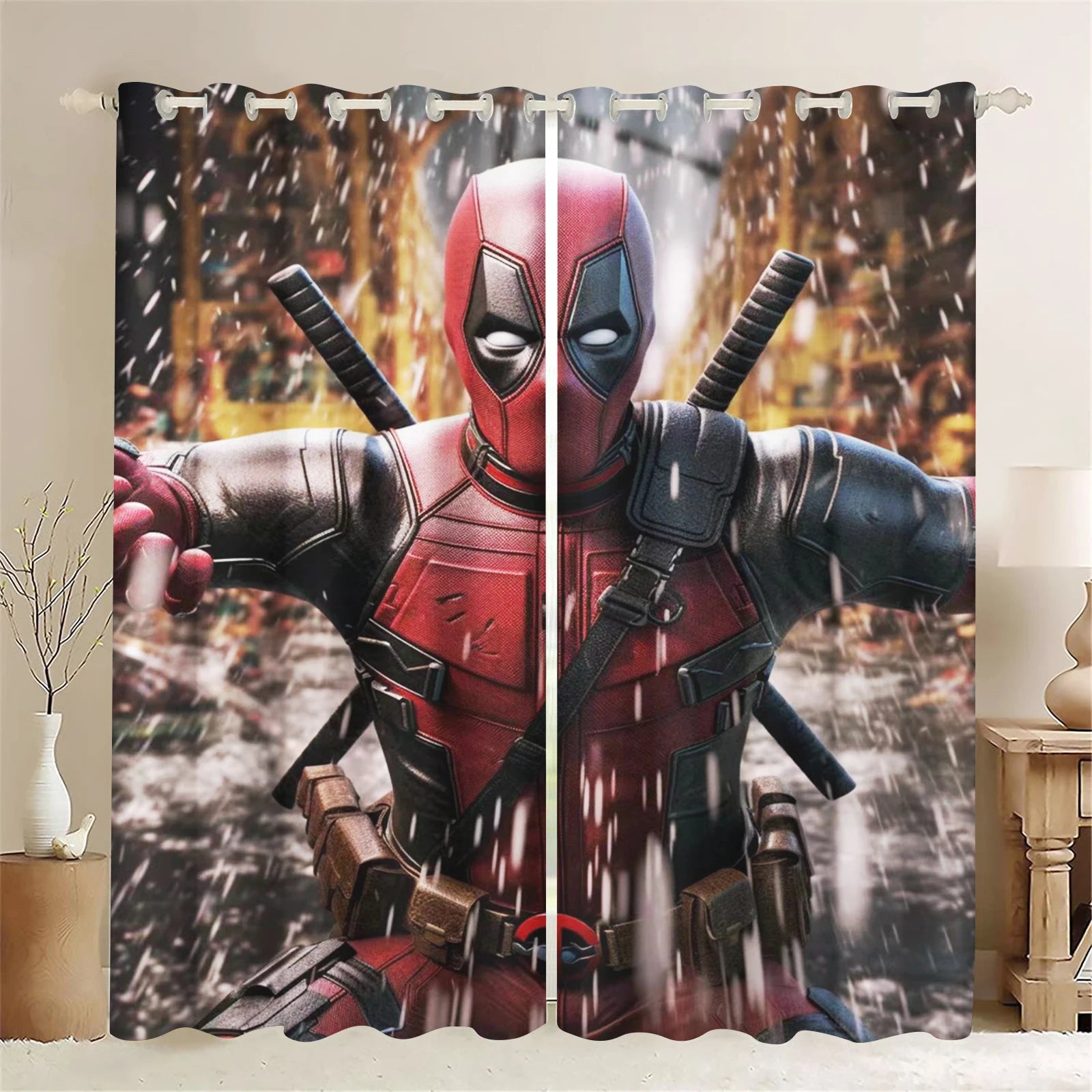 Deadpool and Wolverine Cartoon Curtain Blackout Animated Fashion Suitable For Bedroom Kids Adult Gifts Room Decoration