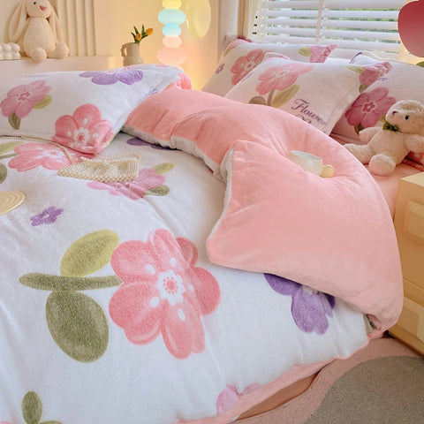 Rainbow Theme Plush Duvet Cover Fluffy Soft Boys Girls Luxury Queen Quilt Cover Winter Warm Letter Print Bedding No Pillowcase