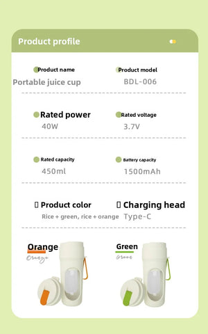 Multifunctional Portable Juicer Cup 2 in 1 Sports High Capacity Fruit and Vegetable Cup Outdoor Juicer Juicer CupFruit Vegetable