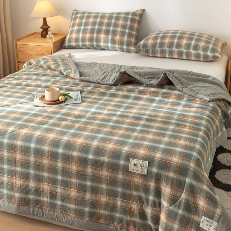 All cotton Air conditioning quilted quilt core summer washable comforter Simple Plaid soft duvet of single twin full queen size