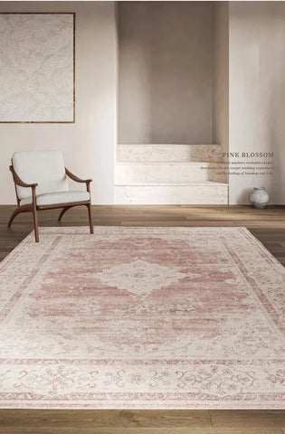 VIKAMA Bohemian Faux Wool Rug - Ultra-Thin, Stain-Resistant,Non-Slip Carpet for Study Room & Living Room,Soft Floor Mat Home Dec