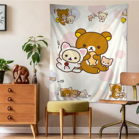 Cute Cartoon R-Rilakkuma Hippie Wall Hanging Tapestries Bohemian Wall Tapestries Mandala INS Home Decor