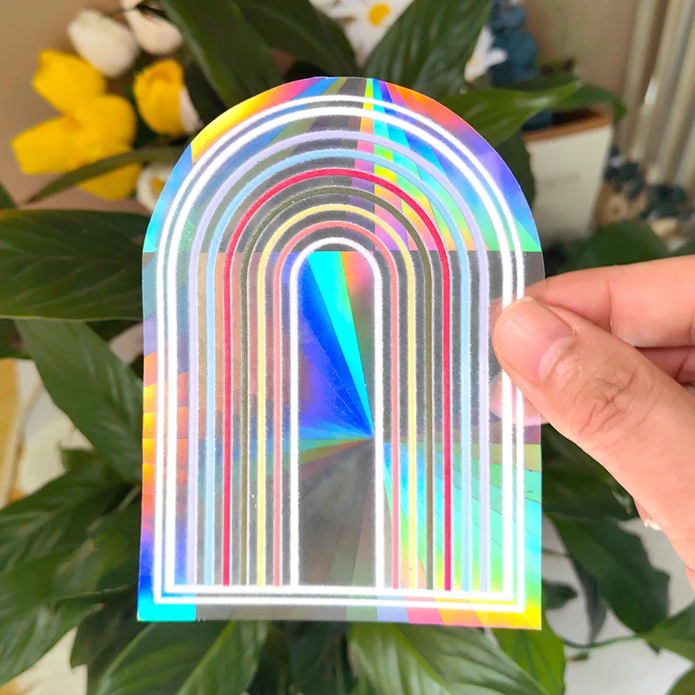PVC 3D Rainbow Sun Catcher Wall Stickers Cat Bear Spaceship Planet Suncatcher Self Adhesive Window Stickers Room Home Decor