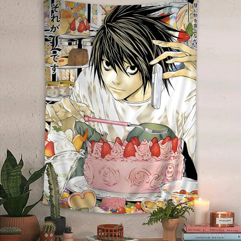 Anime Death Note DN L Colorful Tapestry Wall Hanging Bohemian Wall Tapestries Mandala Wall Hanging Sheets