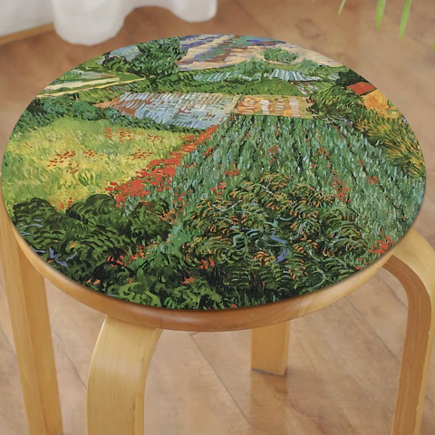 Van Gogh Nordic Printing Stool Pad Patio Home Kitchen Office Chair Seat Cushion Pads Sofa Seat 40x40cm Buttocks Pad