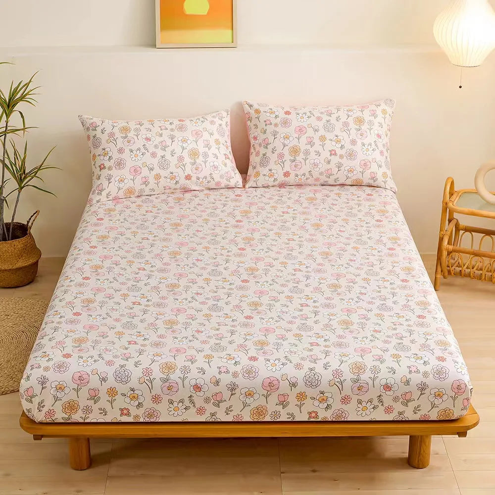 Bonenjoy Sheet on Rubber Band Kids Bed Sheet Cartoon Cars Printed Fitted Sheet for Boy Single Fitted Bed Sheet with Pillowcase