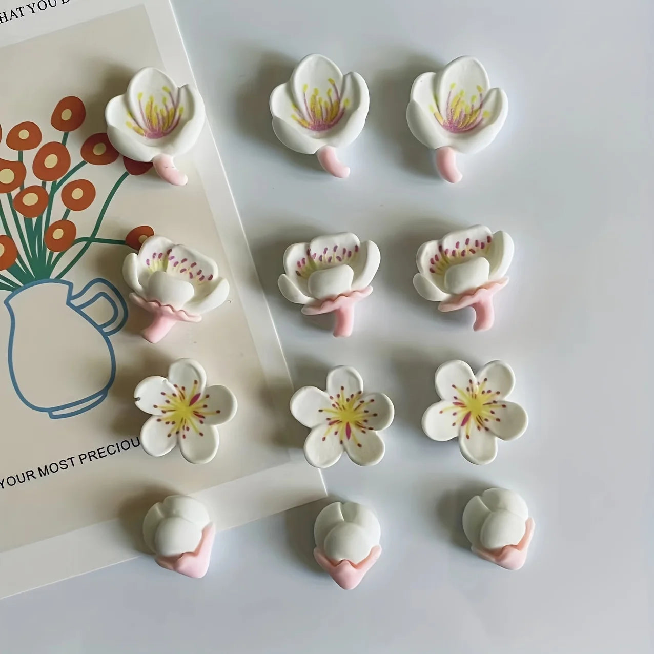 12pcs kawaii flower decoration refrigerator magnets, suitable for office kitchen, home decoration