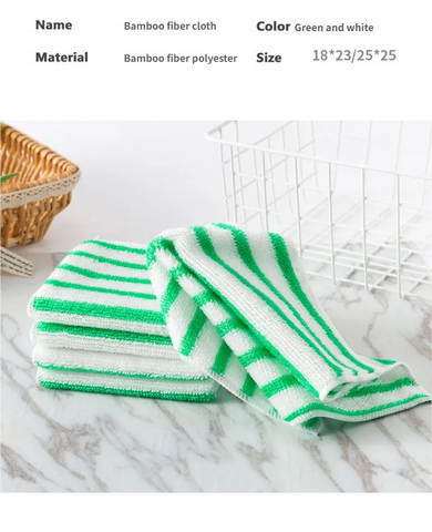 Bamboo Fiber Kitchen Towels, Double-Layer Thick Dish Cloths, Oil-Resistant & Highly Absorbent, Lint-Free Cleaning Rags for Dishe