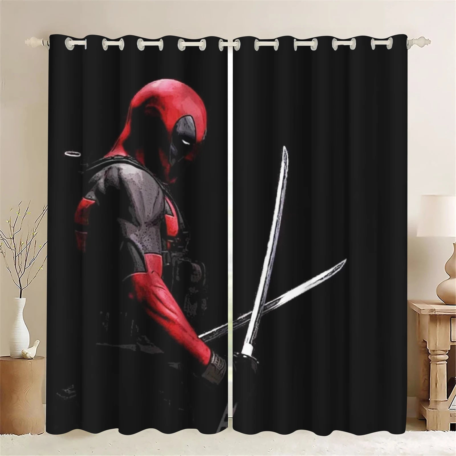 Deadpool and Wolverine Cartoon Curtain Blackout Animated Fashion Suitable For Bedroom Kids Adult Gifts Room Decoration
