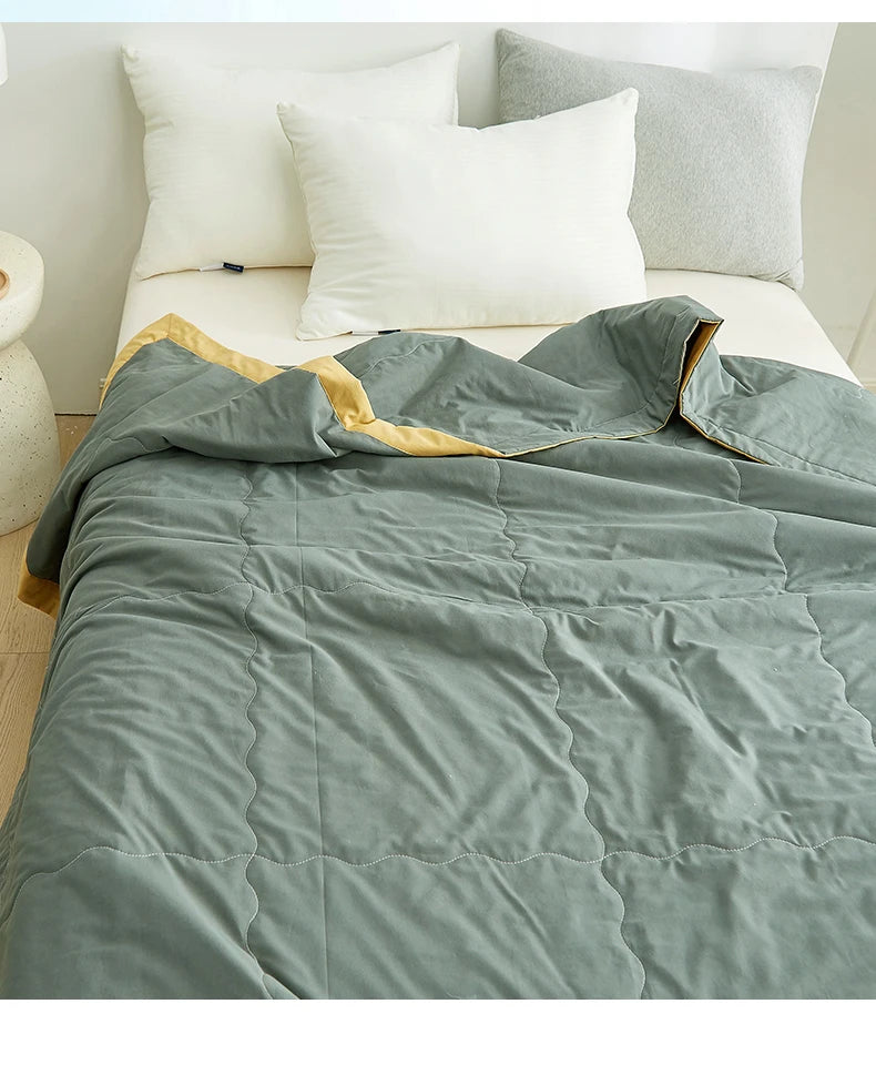 Summer Blanket 100% Cotton Inside and Outside Pure Cotton Air Conditioning Quilt Soft Skin-friendly Breathable Thin Duvet Summer