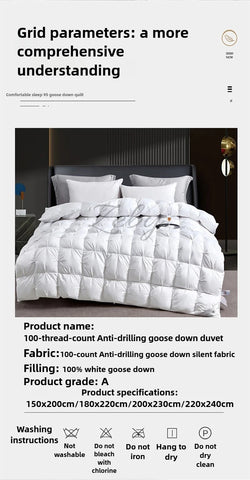 High Grade 100% White Goose Down Quilt Winter Warm Feather Duvet Queen King Cozy Lightweight 3D Bread Comforter Pinch Pleated