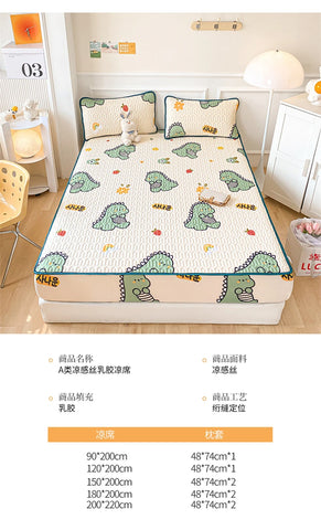 Natural Latex Thicked Summer Cooling Mat for Bed Soft Cool Feeling Fitted Sheet and Pillowcase Matress Cover Grade A Summer Mats