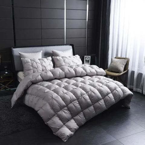 White Goose Down Duvet Warm Winter Thick 3D Bread Comforter Pinch Pleated Blanket Filling for Single Double Couple Bed Quilts