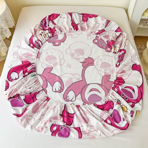 Disney Stitch Cartoon Mickey Pooh New Skin Friendly Printed Sheets Mattress Protectors Non-Slip Anime Sheets Children's Bedding