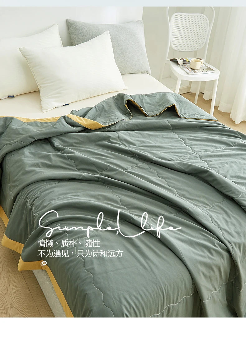 Summer Blanket 100% Cotton Inside and Outside Pure Cotton Air Conditioning Quilt Soft Skin-friendly Breathable Thin Duvet Summer