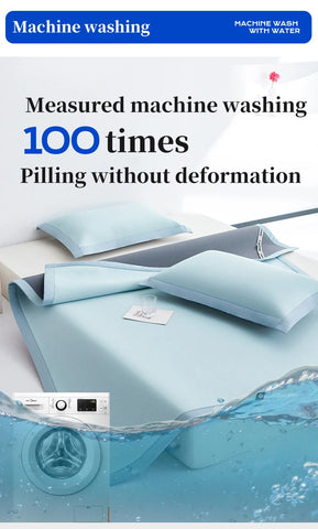 New summer ice silk cool mat bed sheet set, machine washable ice silk cold feeling bed sheet, a mat for sleeping naked in summer