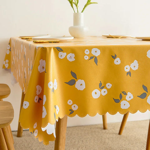 PVC Square Tablecloth Rectangle Waterproof Table Cloth Tabletop Cover Oil Proof Wipeable Table Covers for Kitchen Garden Dining