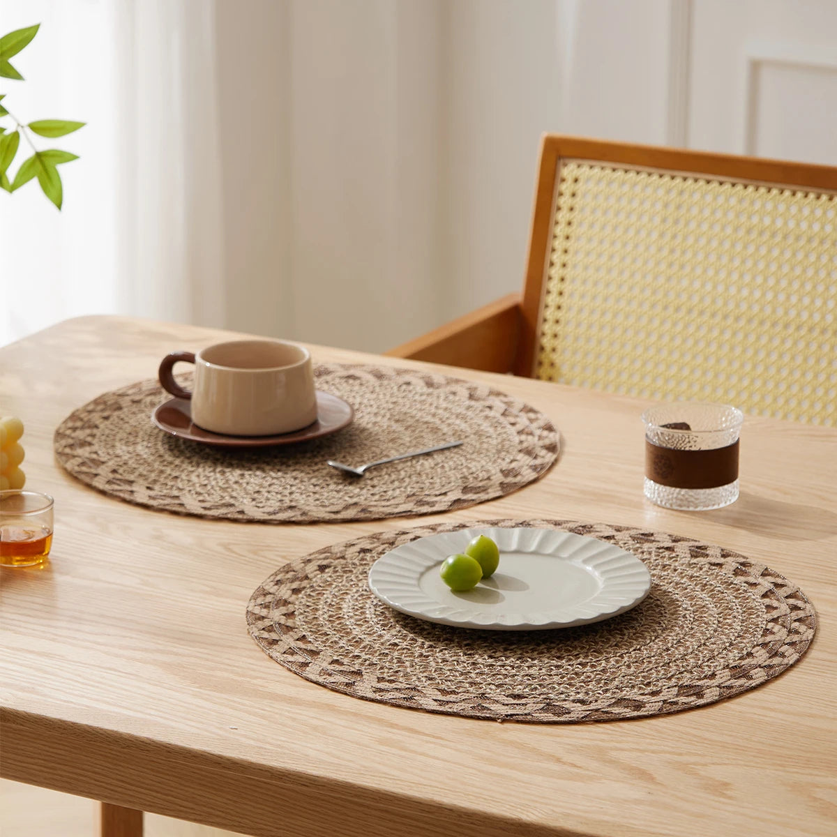 4/6pcs Boho Decor Placemats Natural Jute Woven Placemats for Coffee Kitchen Dining Room