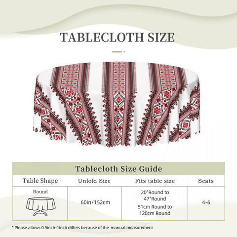 Ukraine Vyshyvanka Embroidery Tablecloth Round Oilproof Bohemian Geometric Table Cover Cloth for Kitchen 60 inches