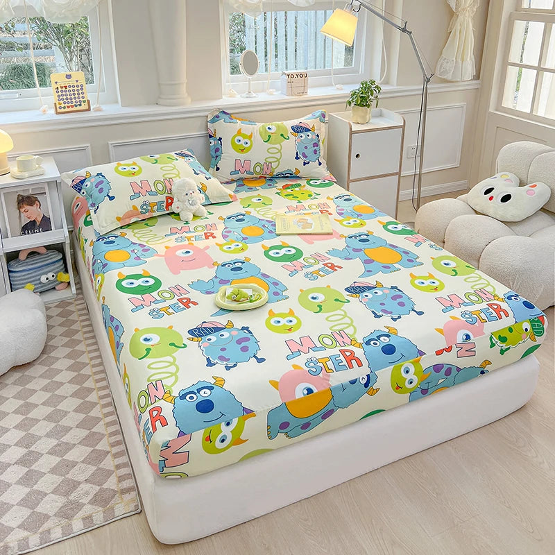 Bedspreads Cartoon Kids Bedding Fitted Sheet Elastic Band Around Mattress Cover Single King Size Sabanas Bed Cover Bed Sheets