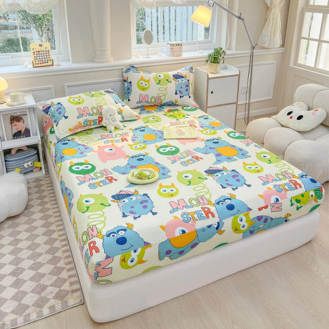 Bedspreads Cartoon Kids Bedding Fitted Sheet Elastic Band Around Mattress Cover Single King Size Sabanas Bed Cover Bed Sheets