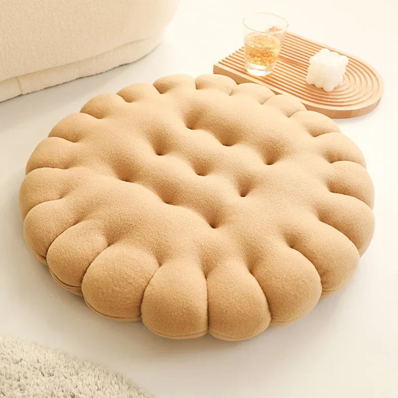 40*40CM Cookie Shaped Meditation Cushion Plush Fluffy Chair Cushion Machine Washable Student Seat Cushion Living Room Decoration