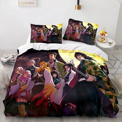 Demon Slayer Agatsuma Zenitsu Duvet Cover Set HD Comforter Cover for Kids Bedding Sets Bedclothes Bedroom Decor