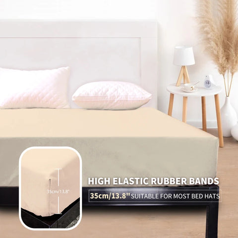 Waterproof Mattress Protector Cover Queen Size 14 inches Deep Pocket Polyester Bed Cover Solid Color Fitted Sheet (Black, Queen)