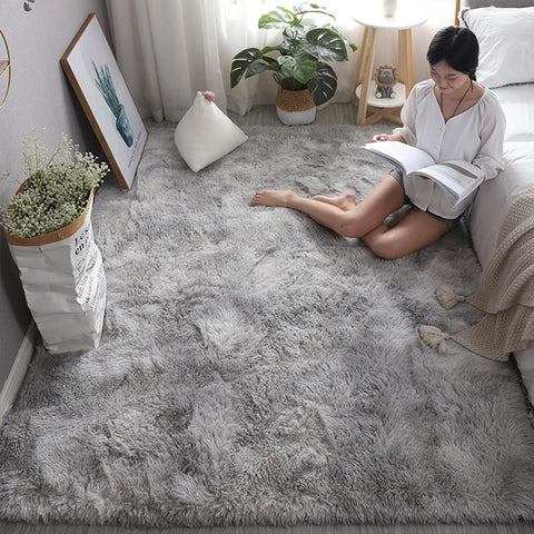 Gray Carpet for Living Room Plush Rug Bed Room Floor Fluffy Mats Anti-slip Home Decor Rugs Soft Velvet Carpets Kids Room Blanket
