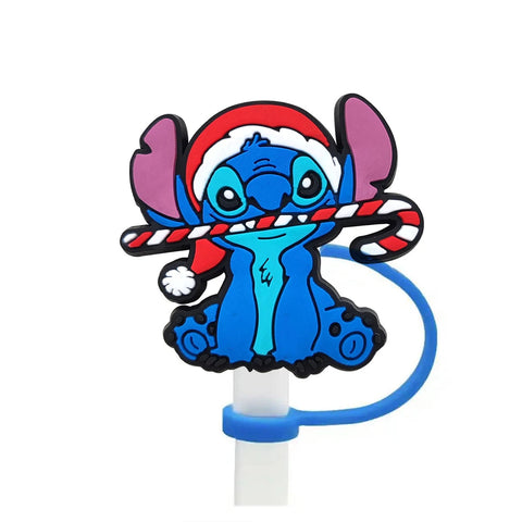 Disney Stitch Cartoon Silicone Straw Covers For Water Glass Bottle Drinking Dust Cap Straw Tip Cover Cup Accessories For 10mm