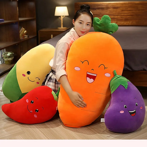 30/50cm Soft Cartoon Eggplant Corn Chili Carrot Plush Toys Stuffed Cushion Pillow Creative Plush Toy Doll