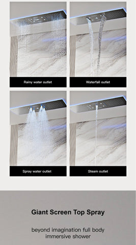 AITANA Luxury Brass Gunmetal LED Display Thermostatic Shower System Bathroom Ceiling embedded concealed giant curtain Rainfall