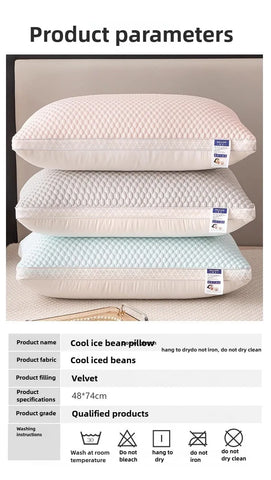 1PC Summer Cooling Ice Silk Pillow Breathable Mesh Edges 3D Ergonomic Cervical Support Pillow Core for Home Hotel 2025 New