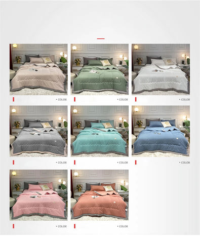 Japan Style Summer Quilt Soft Breathable Quilted Duvet Queen Skin Friendly WashableThin Comforter Lightweight Blanket 180x220