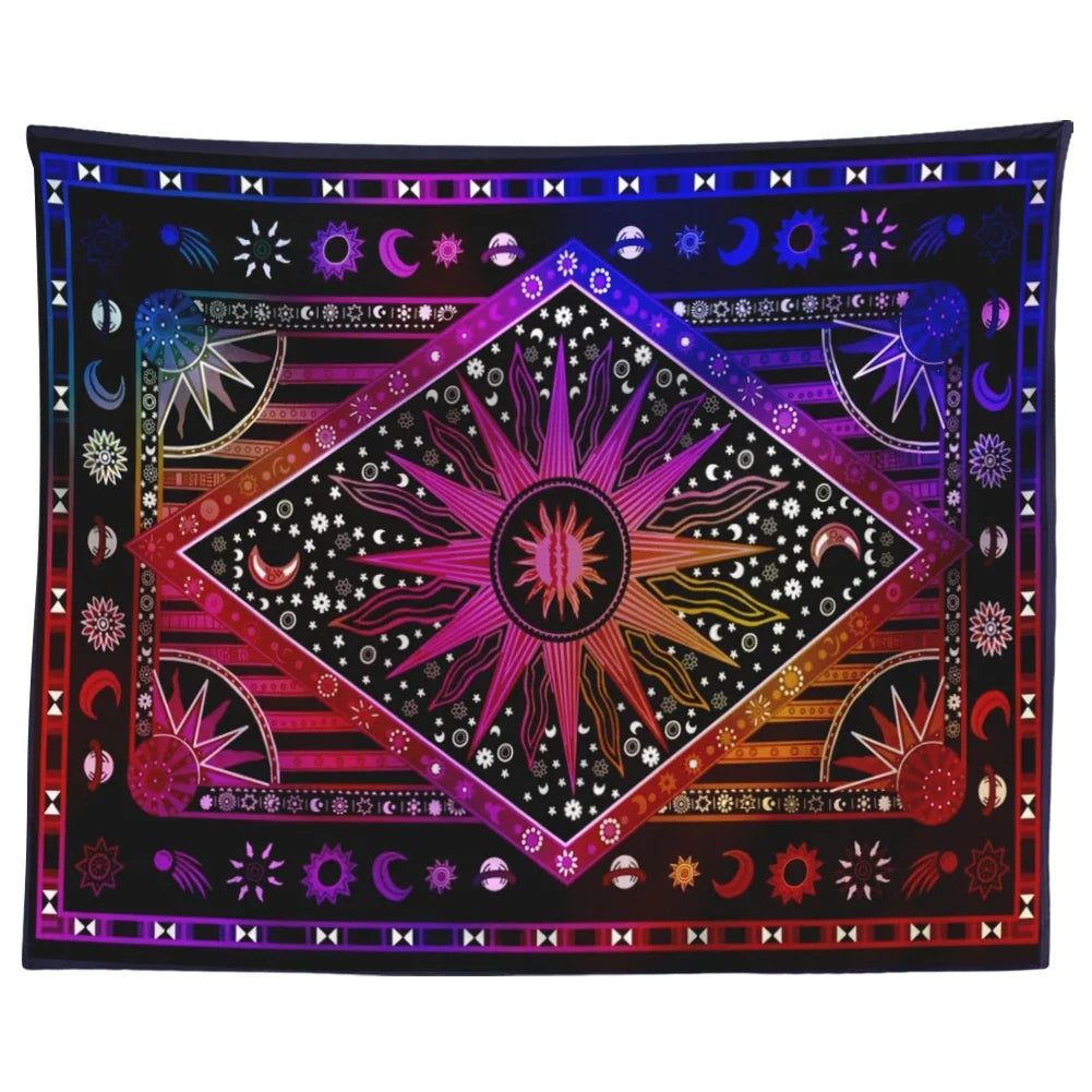 Indian Tarot Divination Mandala Tapestry Hippie Tapestry Bedroom Living Room Backdrop Decor Bohemian Home Decor Aesthetic Tapiz