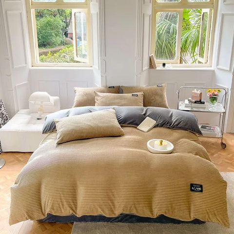 Puffy Duvet Cover Super Soft Plush Bedding Set Fall And Winter Thickened Plush Double Bed Cove