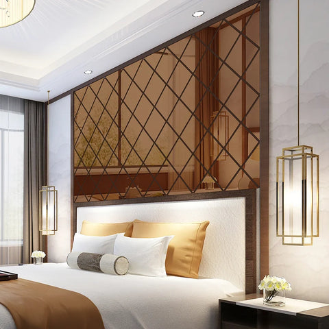 3D Mirror Stickers Acrylic Triangles Self-adhesive Diamonds DIY Wall Mirror Stickers for Living Room Home Decor 10/17/32/58Pcs