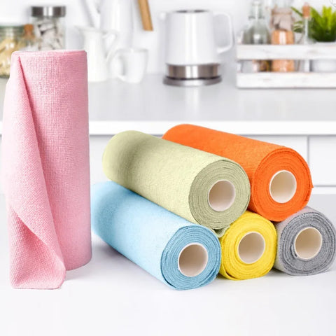 Super Absorbent Quick Dry Disposable Microfiber Lazy Cleaning Cloth Roll For Kitchen Oil Proof Dish Towel Tearable Wiping Cloth