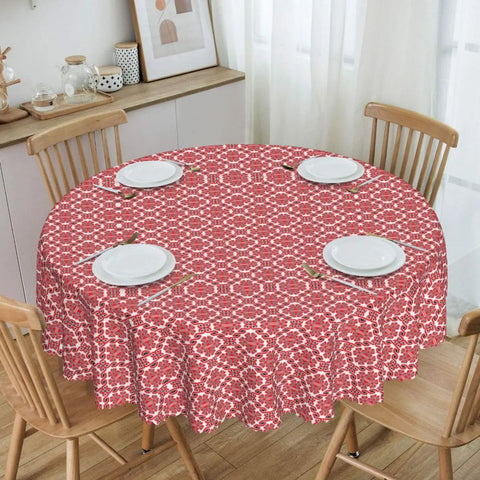 Ukraine Vyshyvanka Embroidery Tablecloth Round Oilproof Bohemian Geometric Table Cover Cloth for Kitchen 60 inches