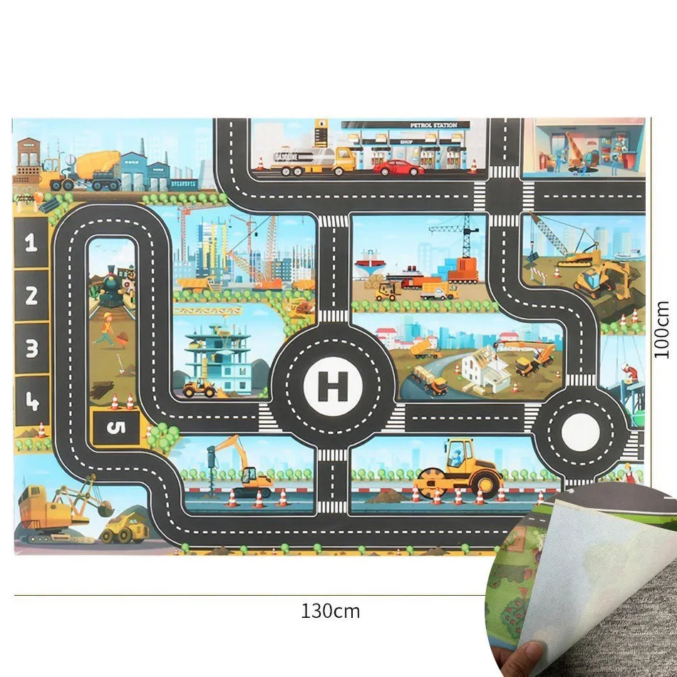100x130 Kids Playmat Farm Road Portable Map Baby Educational Rugs Toddler Dinosaur Waterproof Play Mat Crawling Non-Toxic Carpet