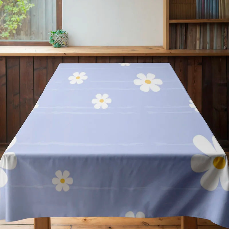 Blue floral tablecloth with white flowers, suitable for dining room decor home textiles decorative items, kitchen table covers s