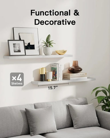 1pc Floating Shelves Wooden Wall Mounted Storage Shelf Deeper Thicker Bathroom Shelves for Living Room, Bedroom, Kitchen