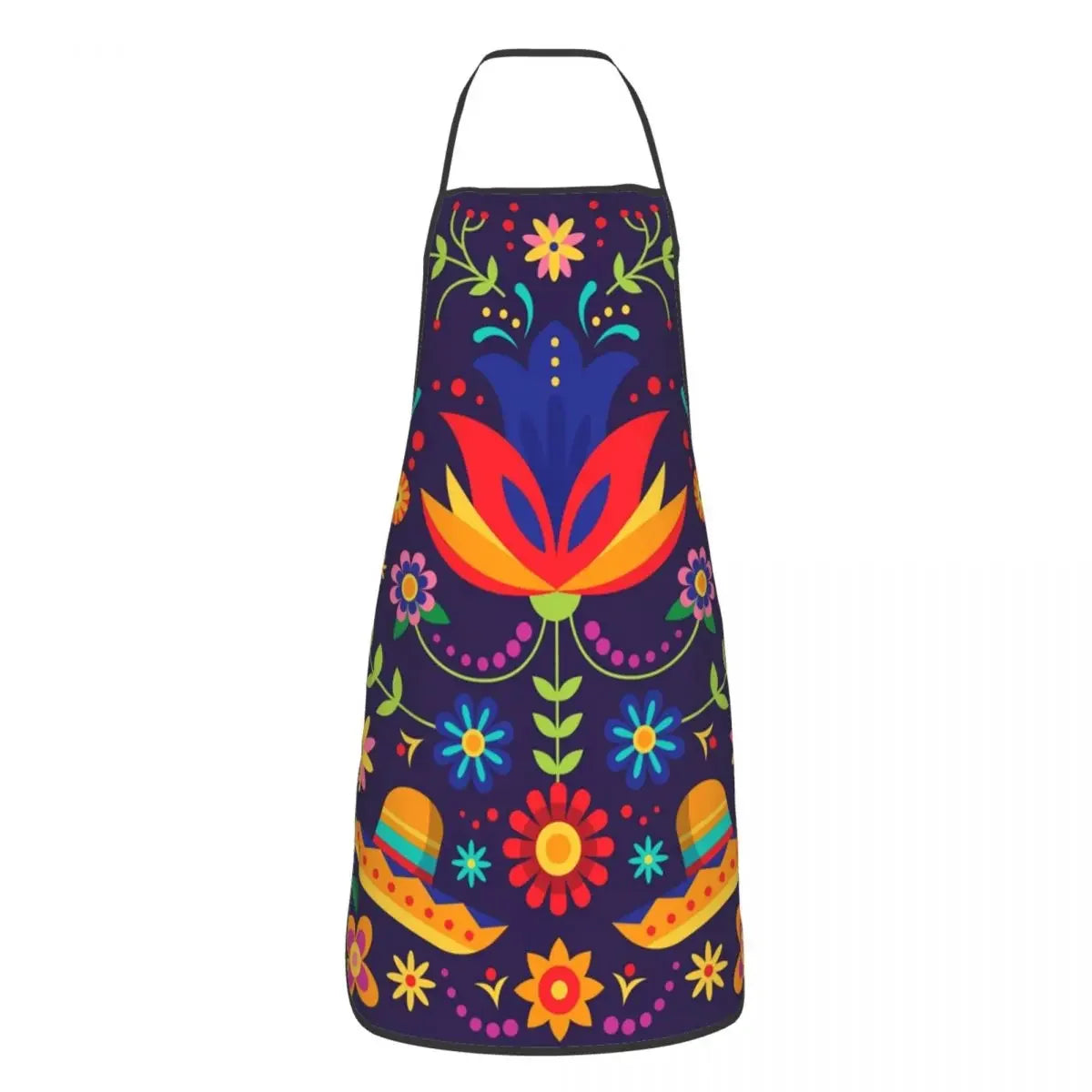 Unisex Beautiful Mexican Floral Art Apron Kitchen Chef Cooking Baking Bib Women Men Mexico Tablier Cuisine for Painting