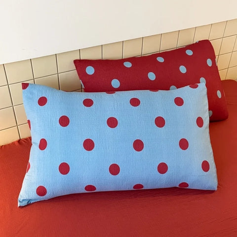 Bedding Set Dot Pattern Mixed Color Duvet Cover+Sheet+Pillowcase Soft Washed Cotton Twin Full All Season Linens Drop Shipping