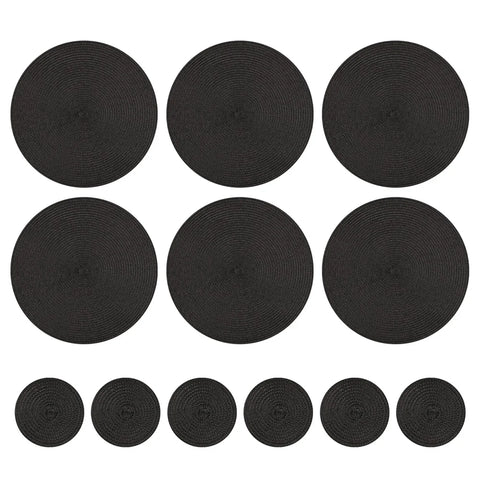 Round Braided Set of 6 Washable Round Placemats for Christmas Kitchen Wedding Dining Table 34cm Woven Heat Resistant Place Mats