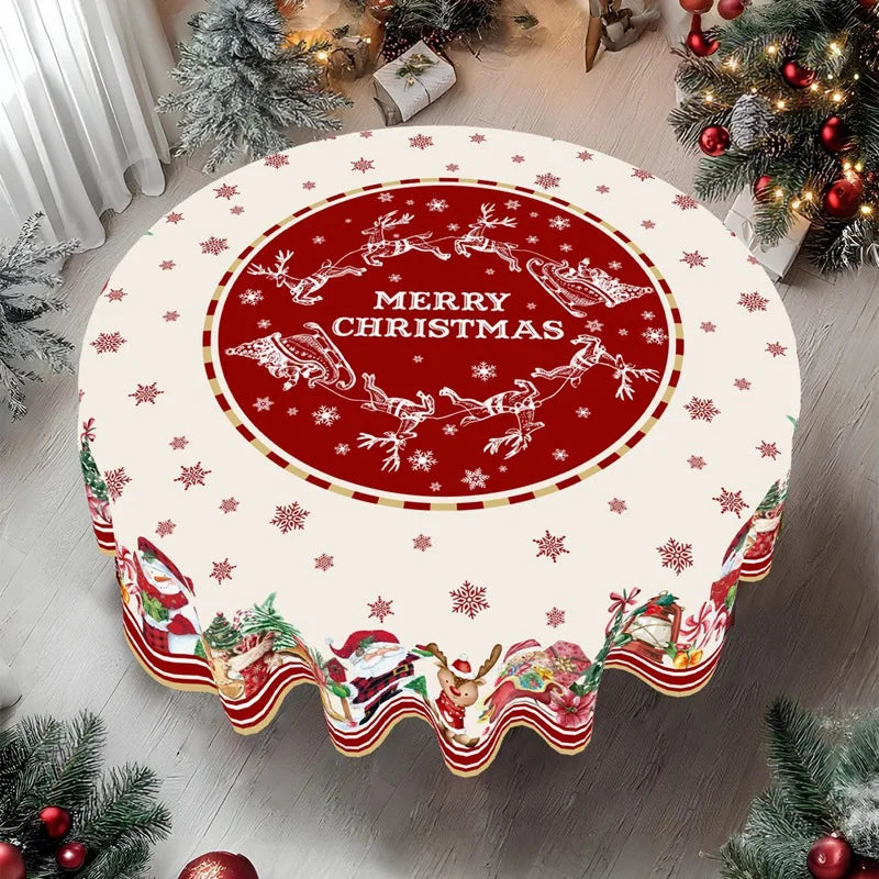 Rustic Christmas Tablecloth Santa Snowman Table Cover Christmas Party Table Decorations for Home Kitchen 2025 Xmas Gifts Navidad