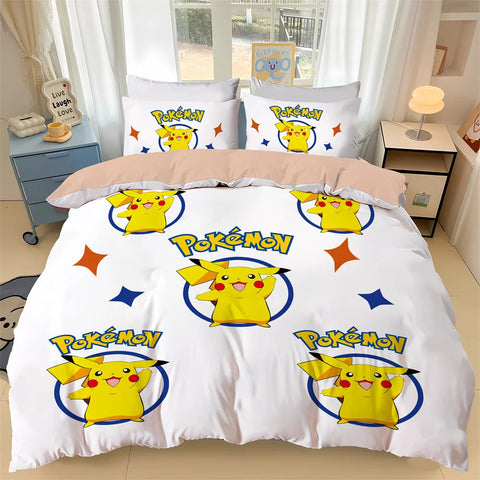 3D Printed P-Pokemon Bedding Sets Cartoon P-Pikachu Gengar Duvet Cover Pillowcase 2-3 Pieces Children Quilt Cover Gift To Family