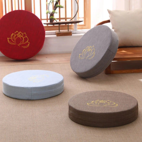 Yoga Meditation Cushion Round Thickened Embroidered Lotus Cushion with Backrest and Pillow 40*6cm Tatami Is Removable Washable
