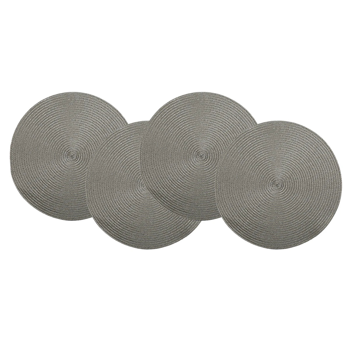 Round Braided Placemats Set of 4 Washable PP Heat Resistant 38cm Table Place Mat for Kitchen Xmas Dining Table Party Decor