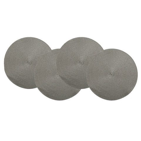 Round Braided Placemats Set of 4 Washable PP Heat Resistant 38cm Table Place Mat for Kitchen Xmas Dining Table Party Decor